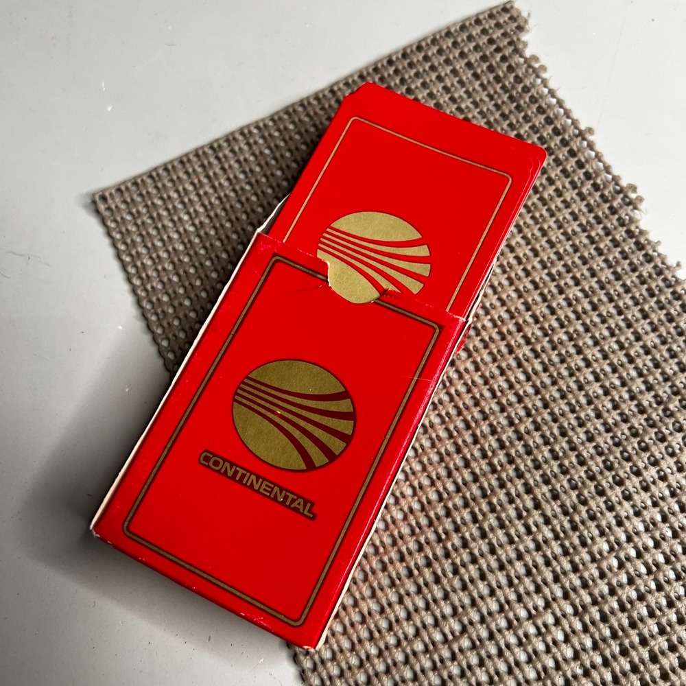Vintage Continental Airlines Playing Cards Red Gold Globe Logo Collectible Deck